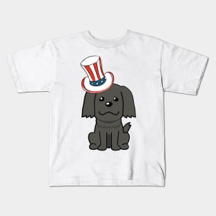 Funny black dog is wearing uncle sam hat Kids T-Shirt